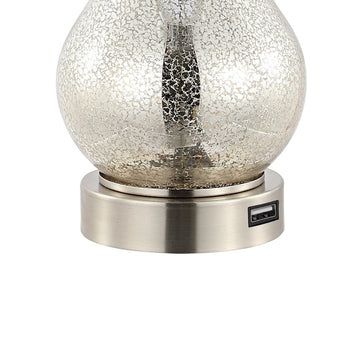 Dino 21" Farmhouse Industrial Iron/Glass LED Table Lamp with USB Charging Port - JONATHAN Y